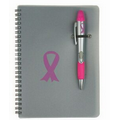 Polypropylene Notebook & Silver Champion Pen/ Highlighter Combo